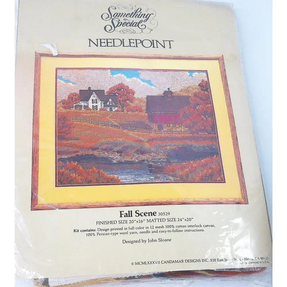 Vintage 1987 Something Special Fall Scene Needlepoint New